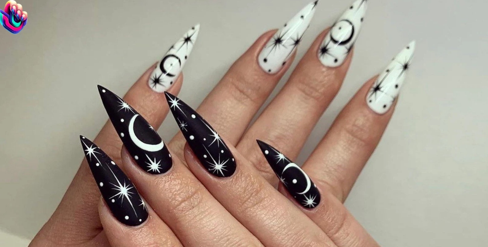 Black Moon and Star Nails