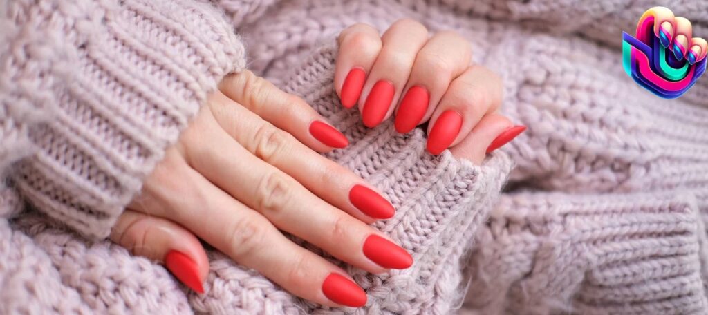 Red French Manicure With Heart Accents