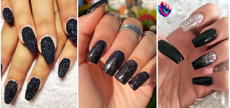  Sparkly Black Nail Designs